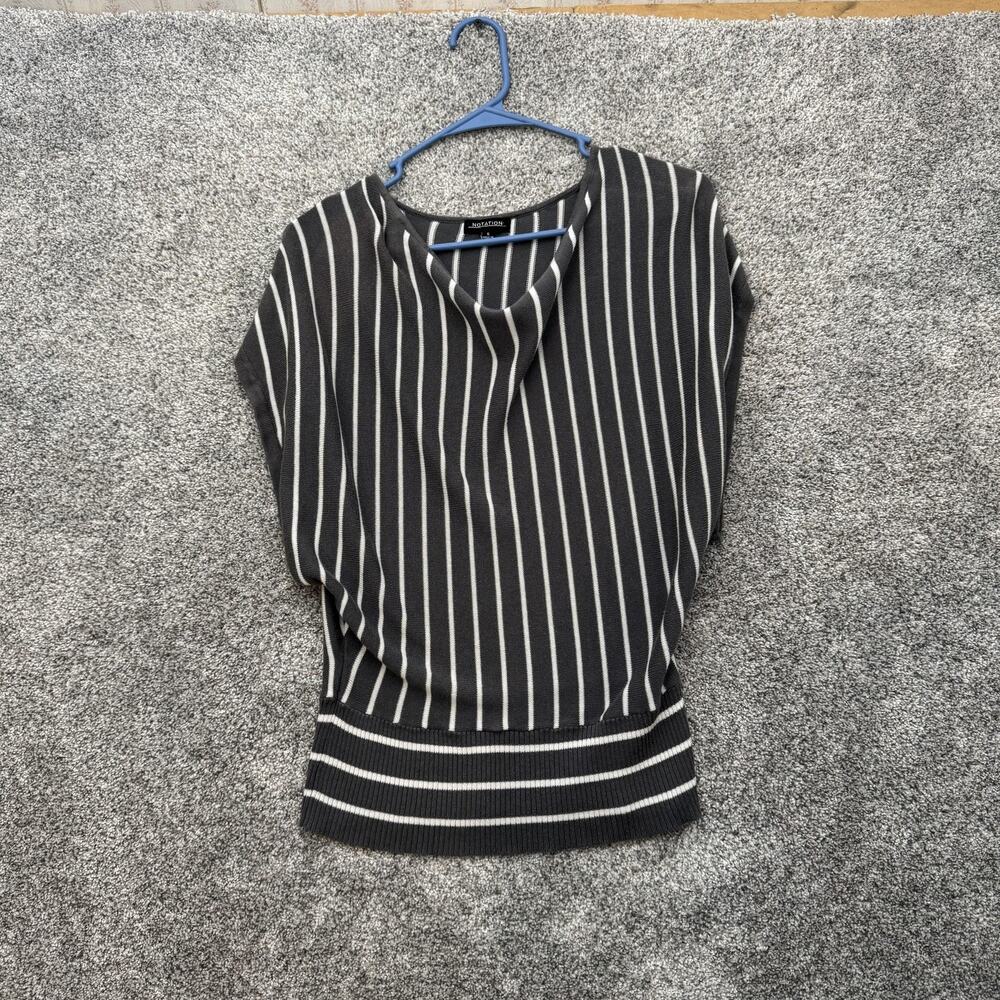 Notation Sweater Womens Small Batwing Sleeve Draped Neckline Stripe Pullover Top